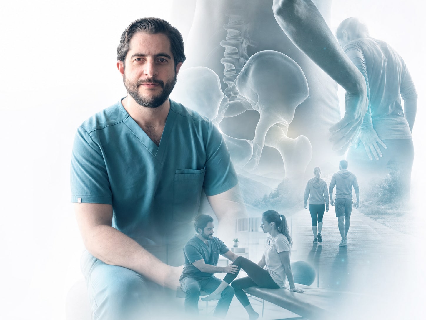 Paciente con dolor de cadera durante una valoración ortopédica