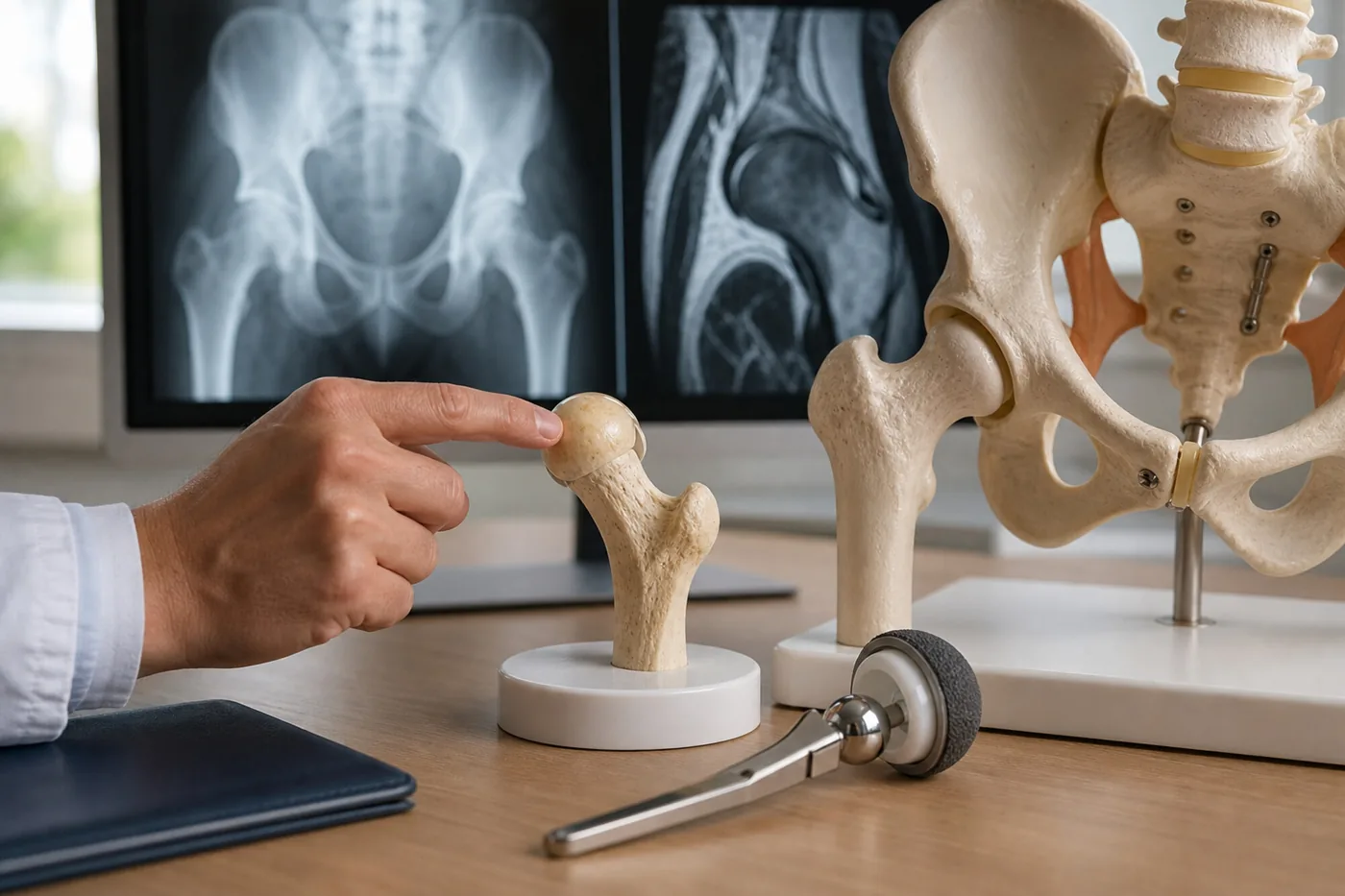 Modelo de cabeza femoral e implante de cadera